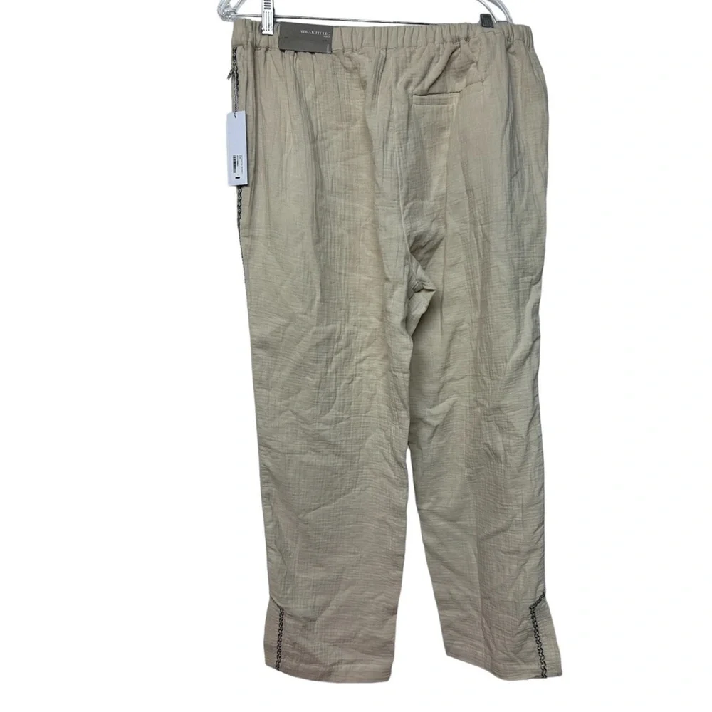 NWT SOFT SURROUNDINGS Lale Gauze pull on‎ tan/Brown Cotton pants Size L Neutral